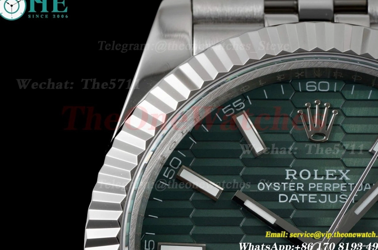 126334 GMF 41mm SS VR3235 Textured Green SS Datejust Dial 0214